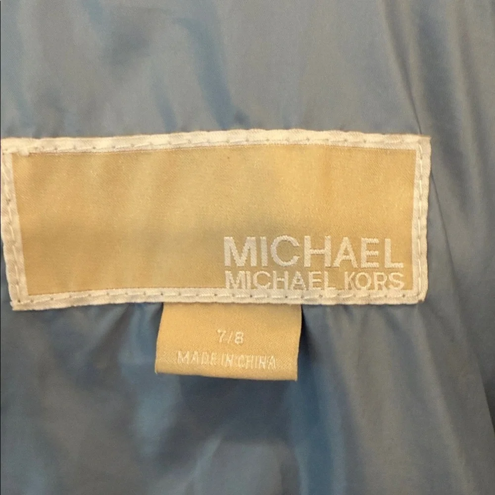 Michael Kors-Kids' Slate Blue Winter Coat with Faux Fur Hood